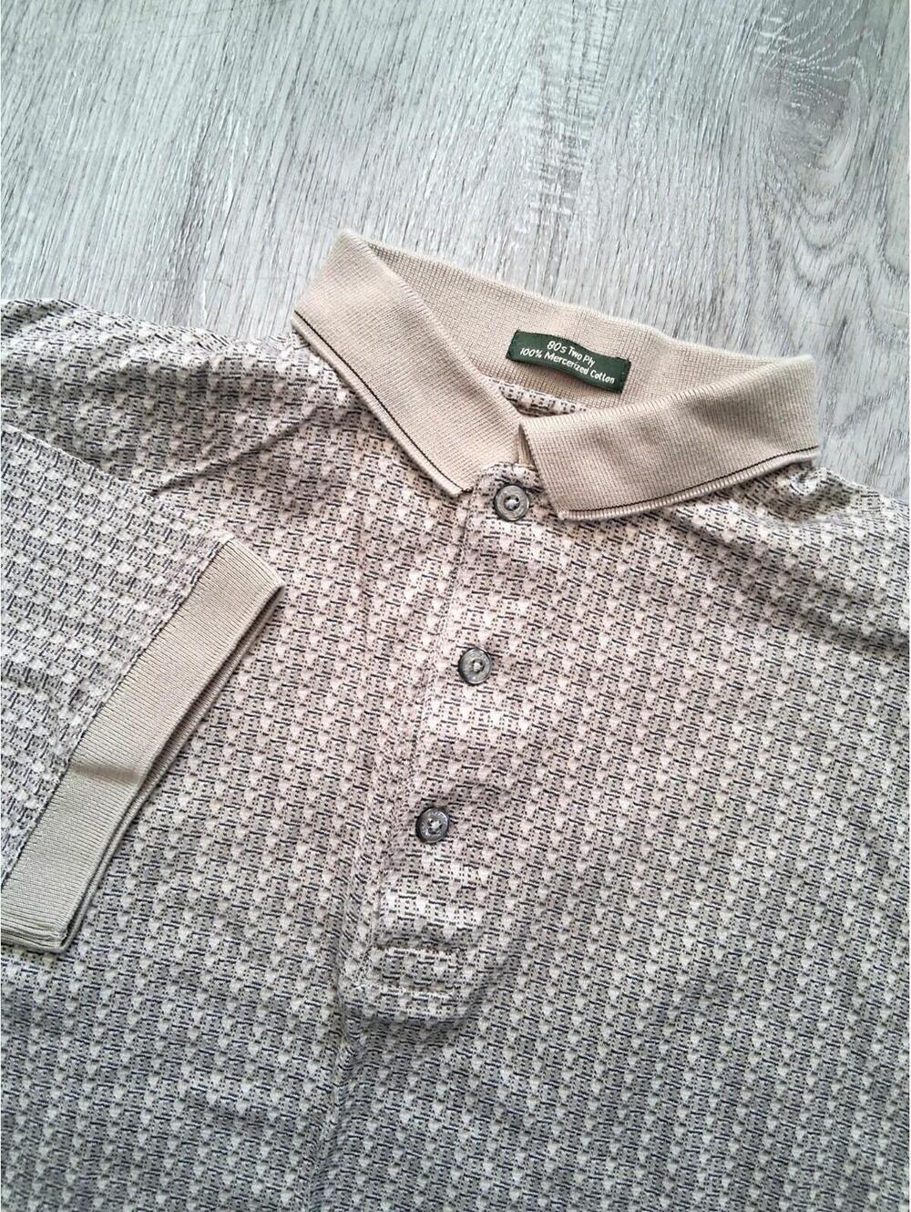 VTG Penmans Golf Men's Sm Tan/Black Houndstooth Cotton Short Sleeve Polo Shirt